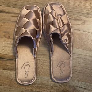 Sam Edelman Braided Satin Slide Mules in Rose